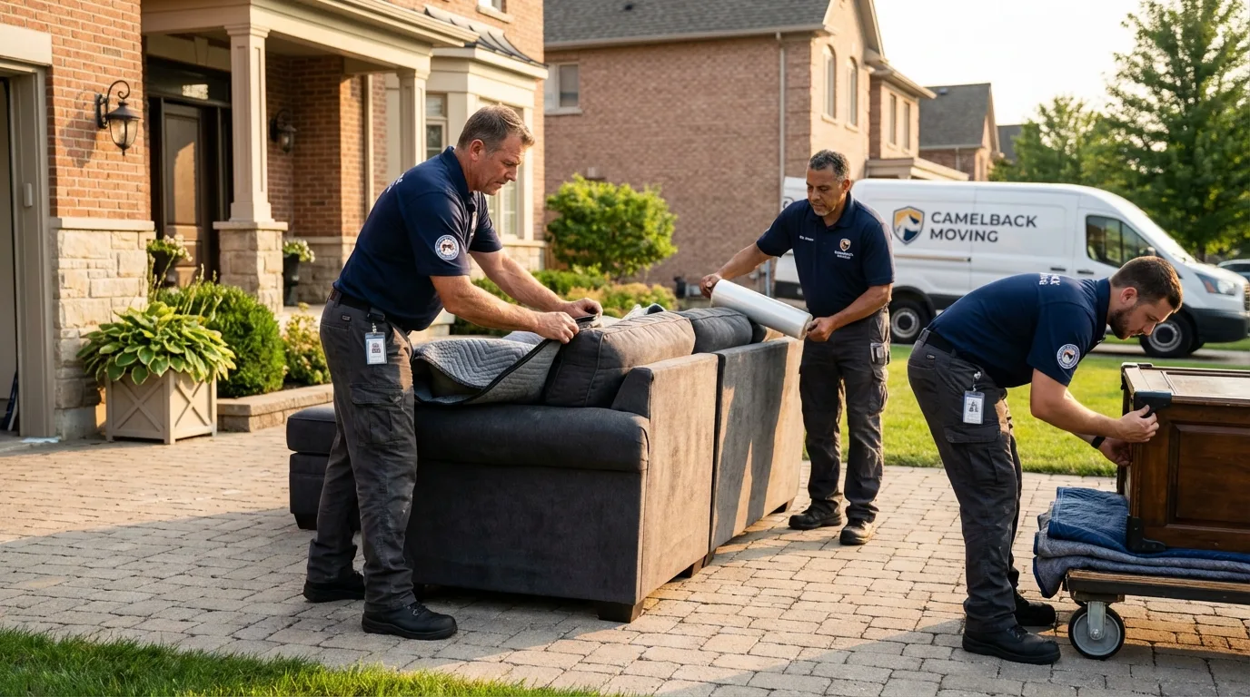 Large estate moving crew wrapping furniture in San Ramon, CA