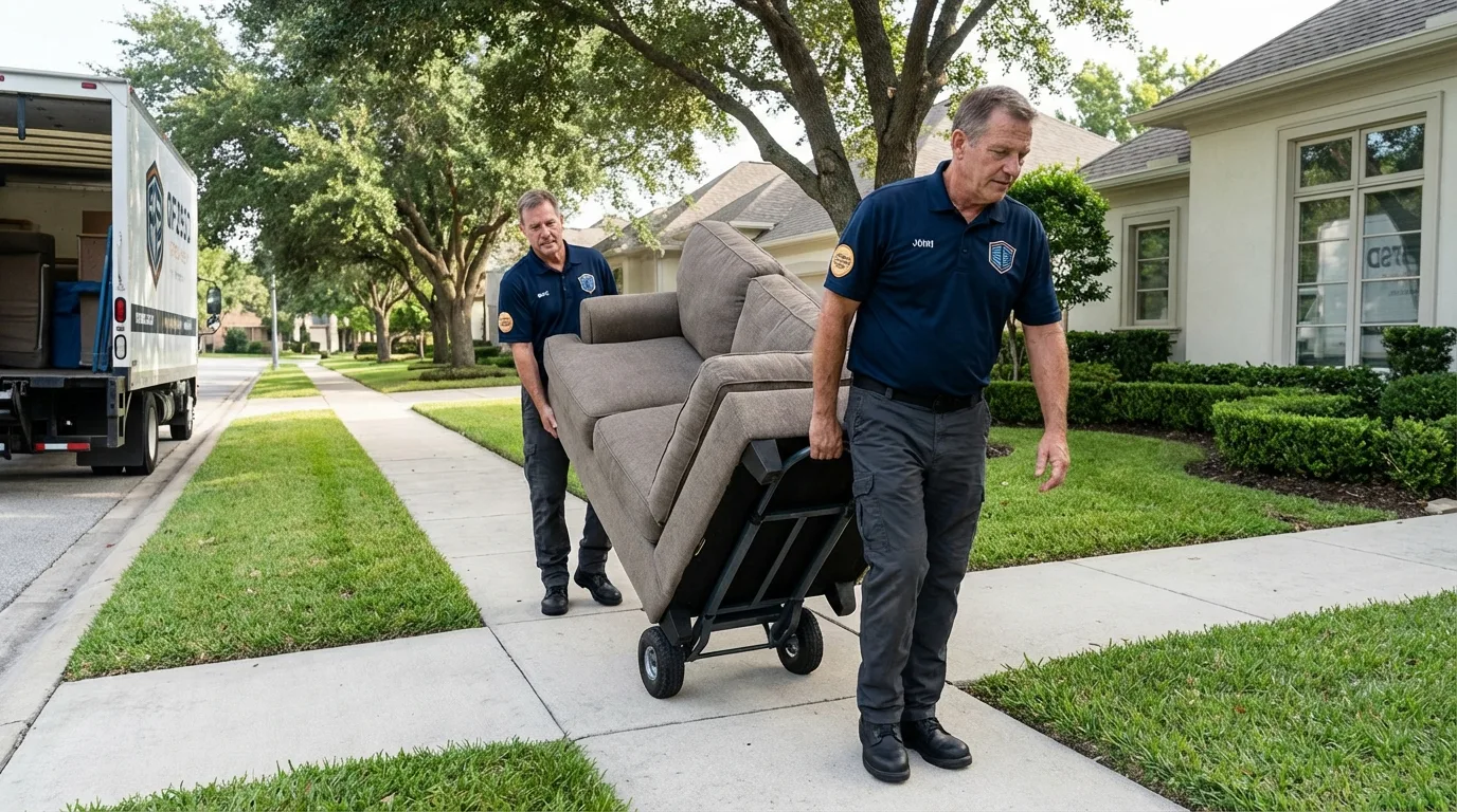 Local residential moving crew loading furniture in San Ramon, CA